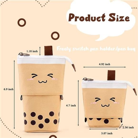 Boba Cute Standing Pencil Case for Kids, Pop Up Pencil Box Makeup Pouch - Picture 5 of 8